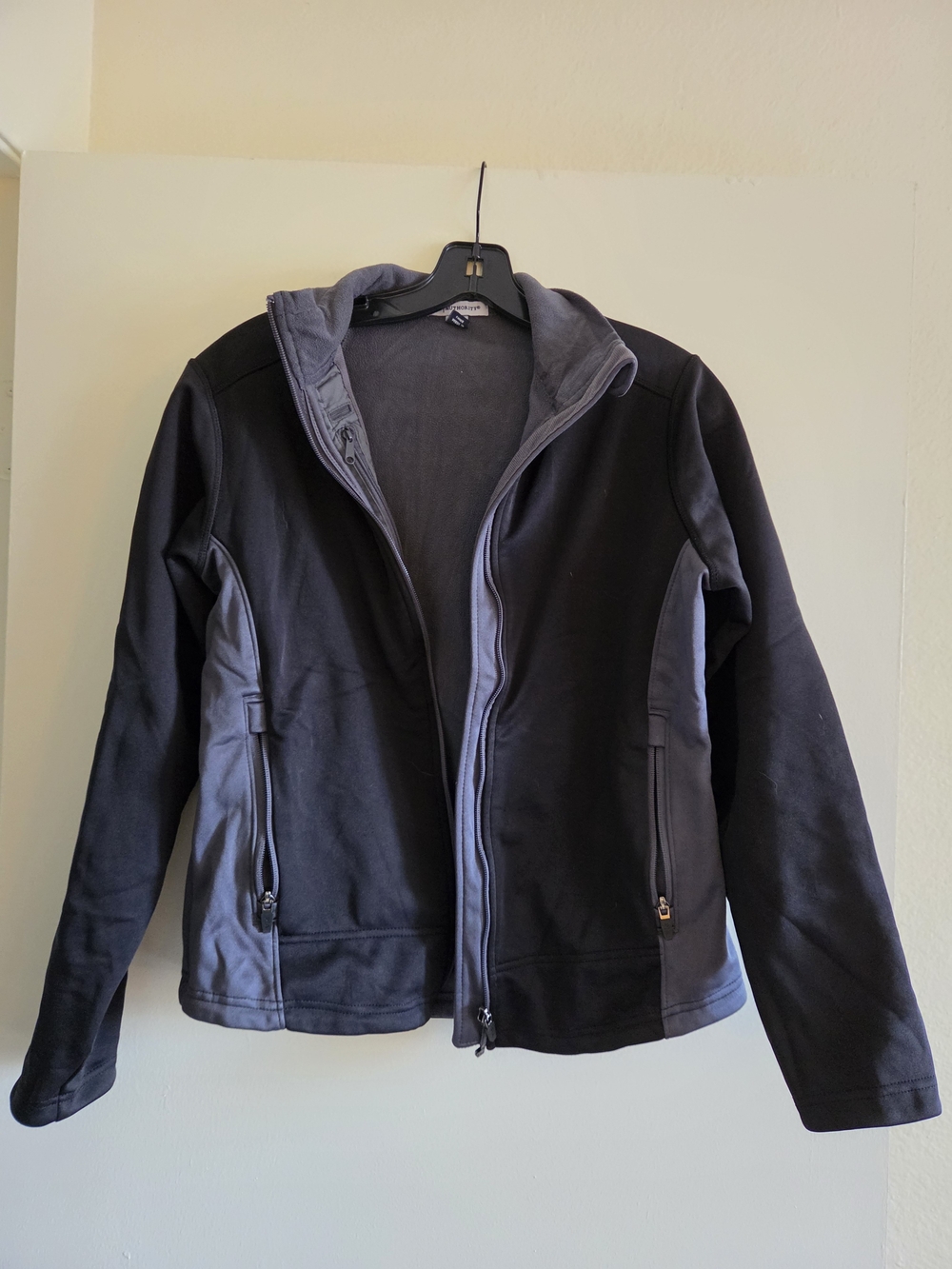 Port Authority Black and Gray Contrast Fleece Jacket